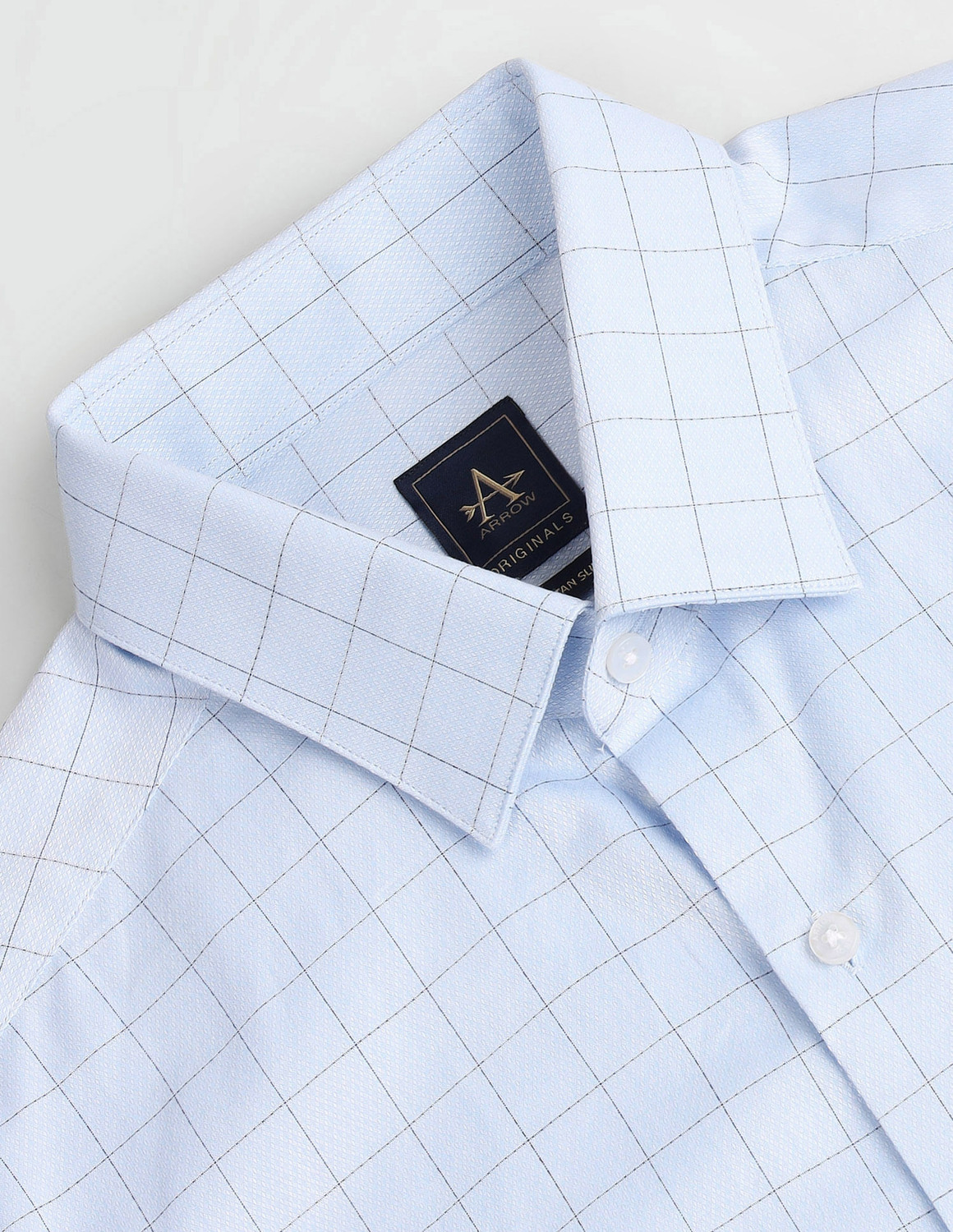 Image of ARROW Men Checkered Formal Light Blue Shirt