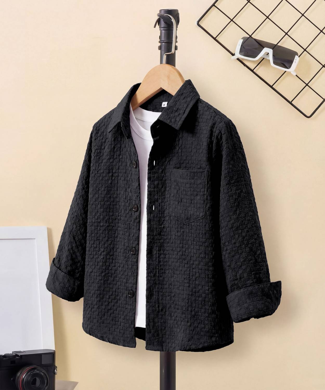 Velmita Boys Black Striped Casual Shirt - Image 3
