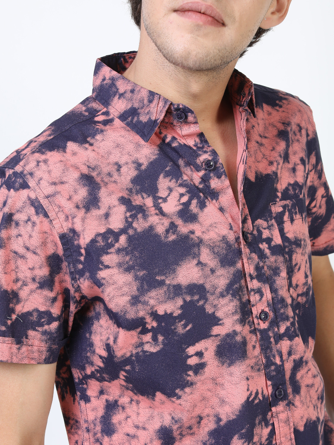 Image of KETCH Men Printed Casual Pink Shirt