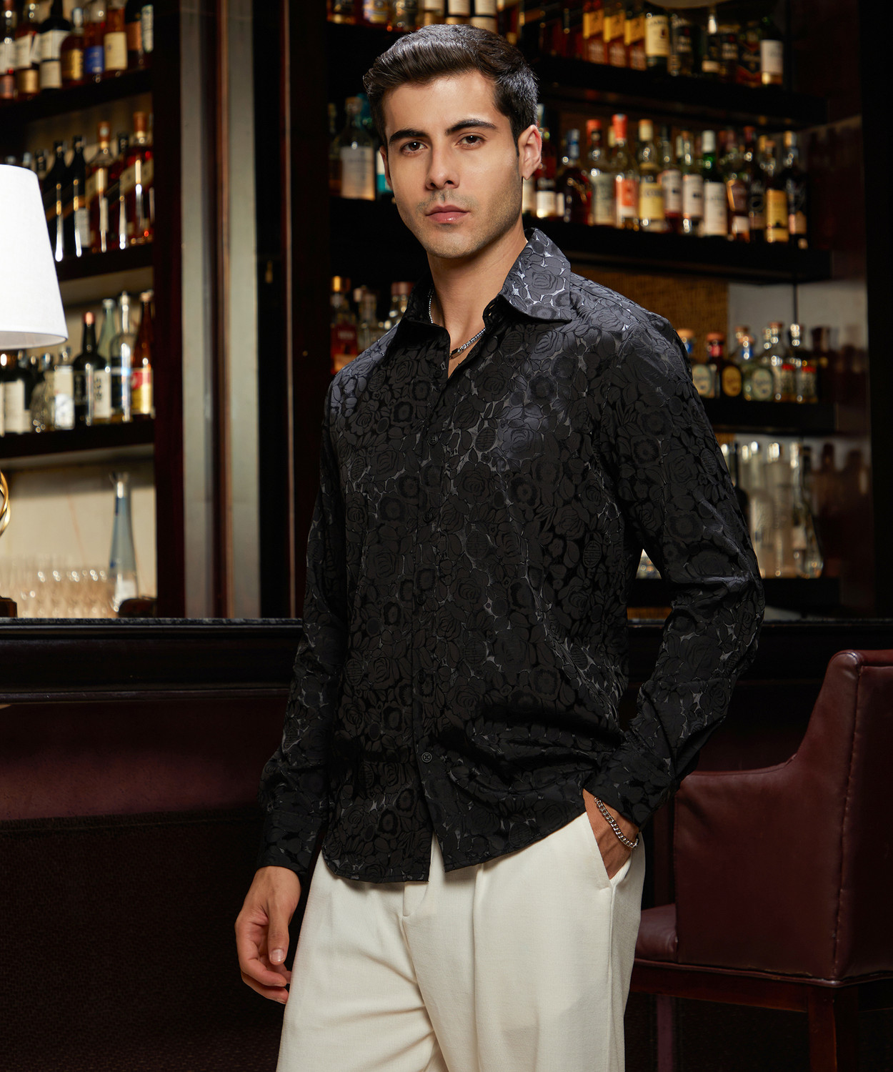 Image of CAHOOT Men Solid Casual Black Shirt