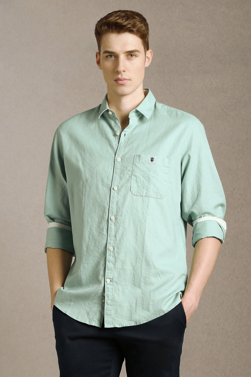 Image of LOUIS PHILIPPE Men Slim Fit Solid Casual Shirt