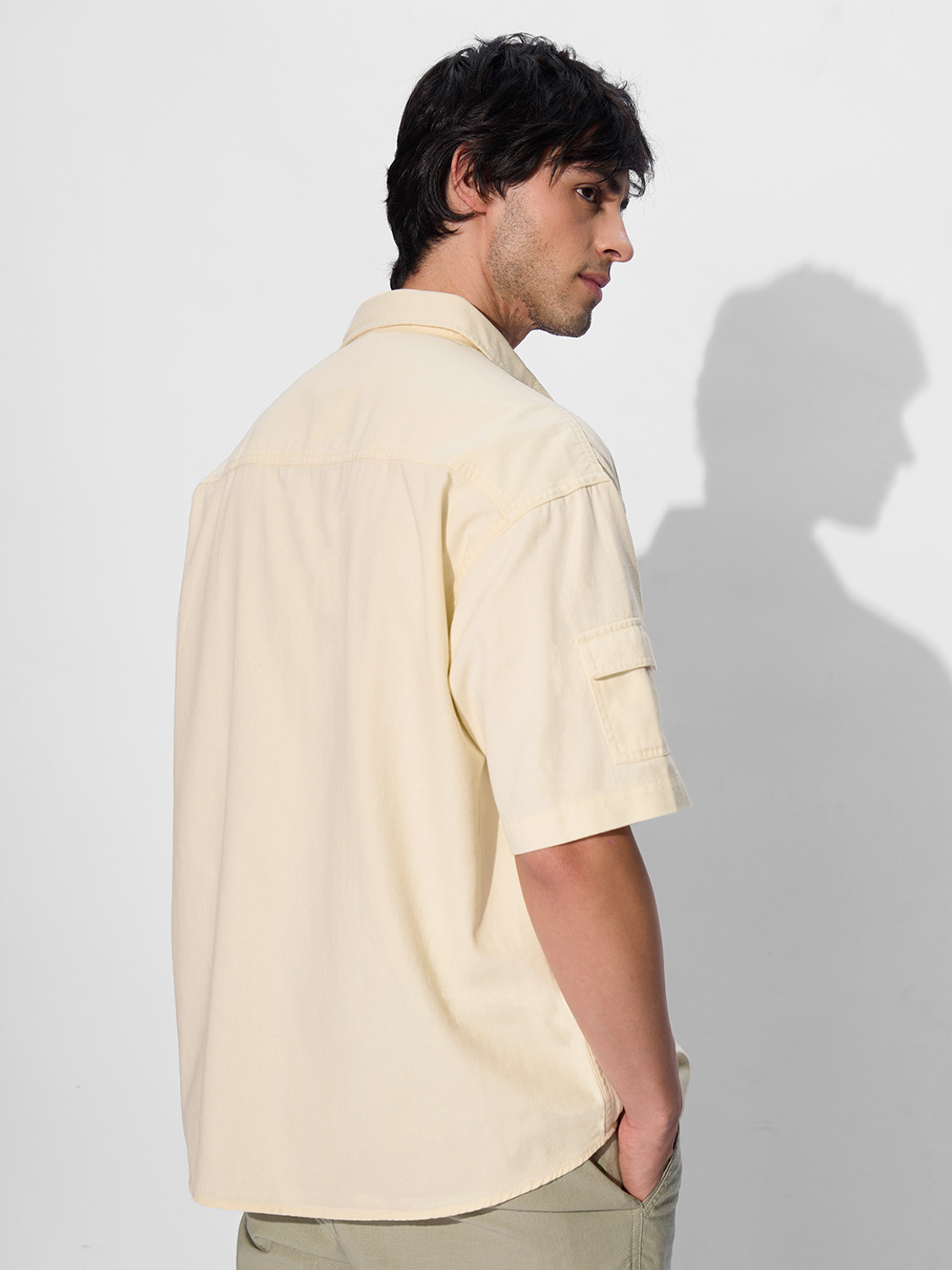 Image of The Souled Store Men Solid Casual Beige, Red Shirt