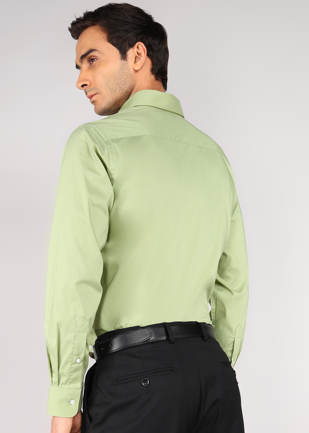 Image of Raymond Men Solid Formal Green Shirt