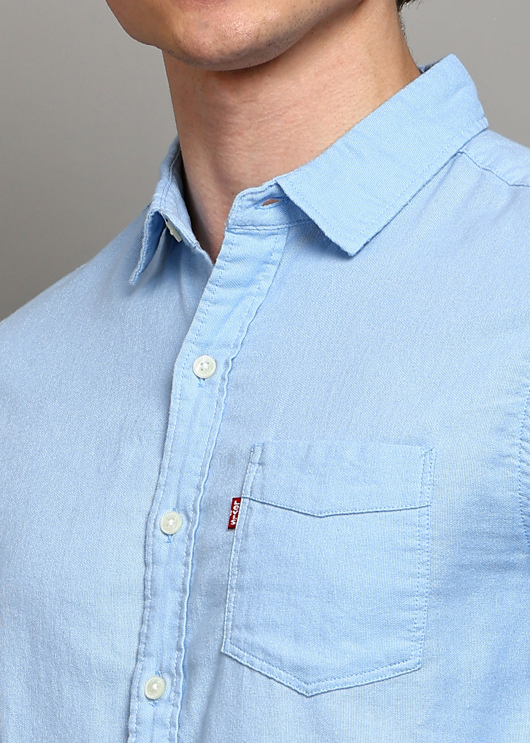 Image of LEVI'S Men Solid Casual Blue Shirt