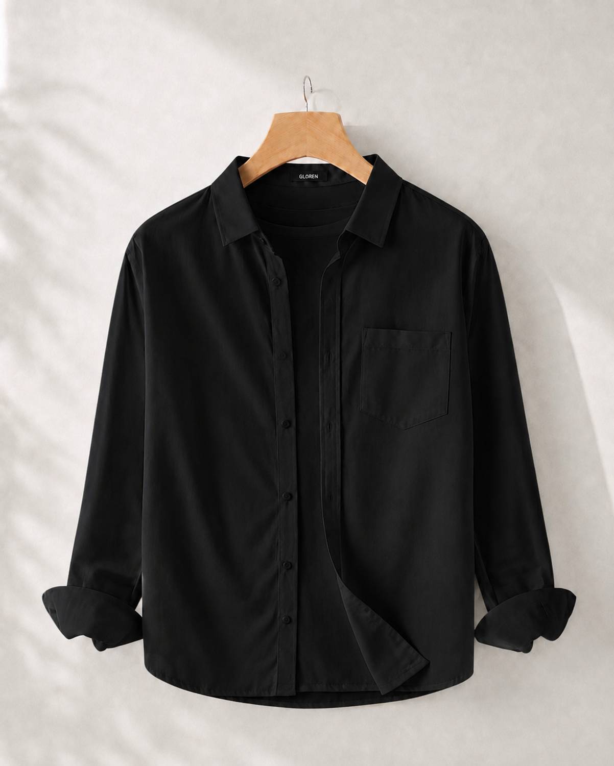 GLOREN Men Slim Fit Solid Spread Collar Casual Shirt - Image 2