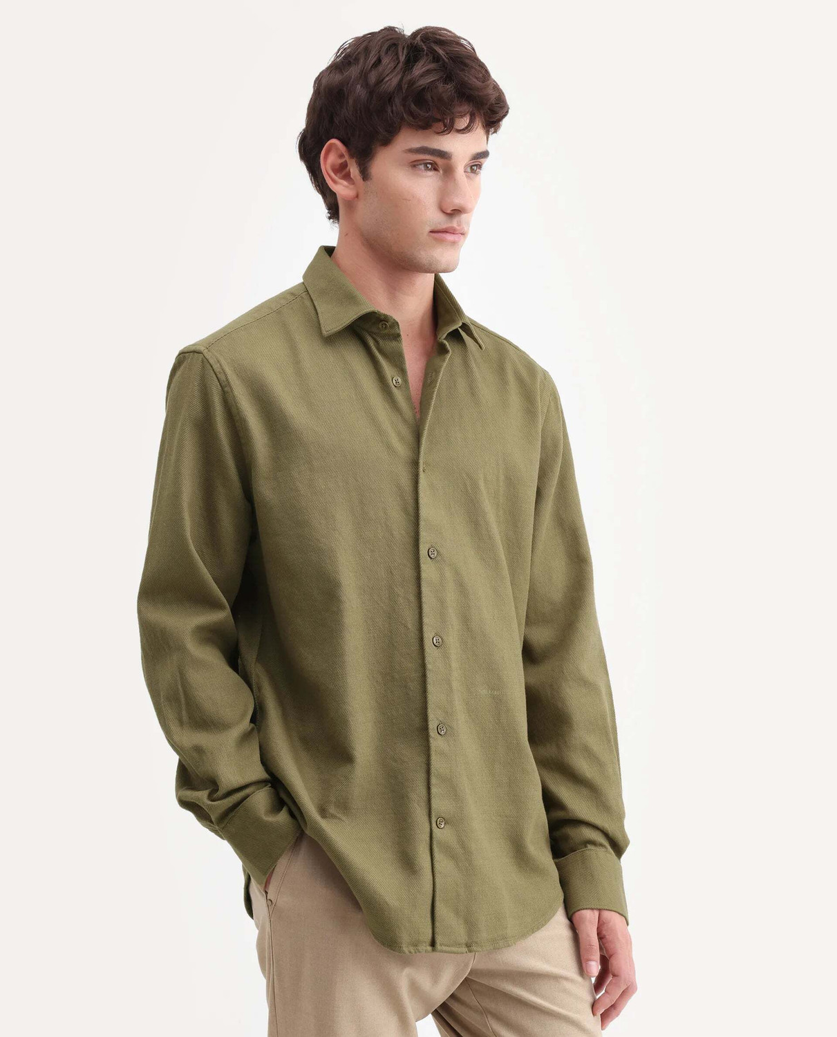 Image of RARE RABBIT Men Regular Fit Solid Spread Collar Casual Shirt