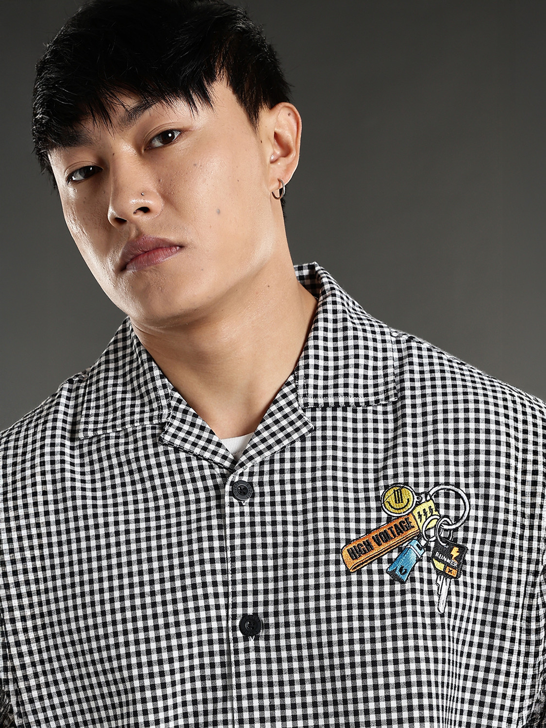 Image of Eszett Men Checkered Casual Grey Shirt