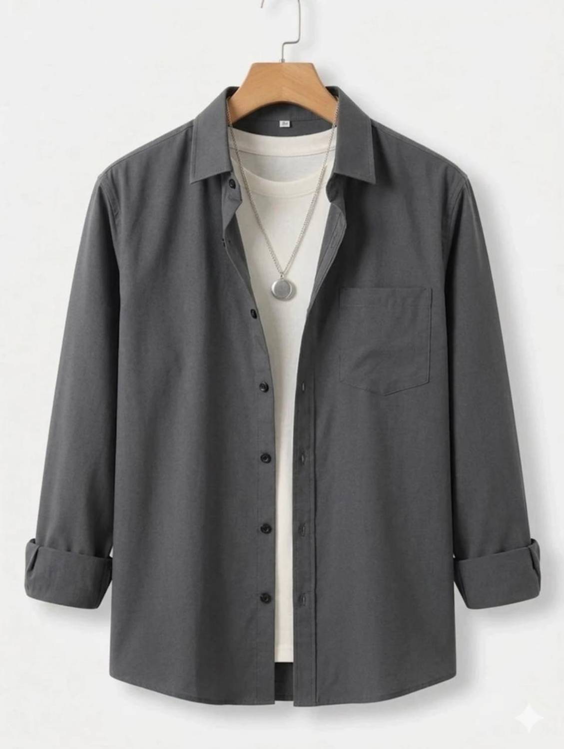 p*i様 【希少】MASU SILK SHIRT 46 グレー SHIMAK Men Solid Formal Grey Shirt - Buy SHIMAK Men Solid Formal