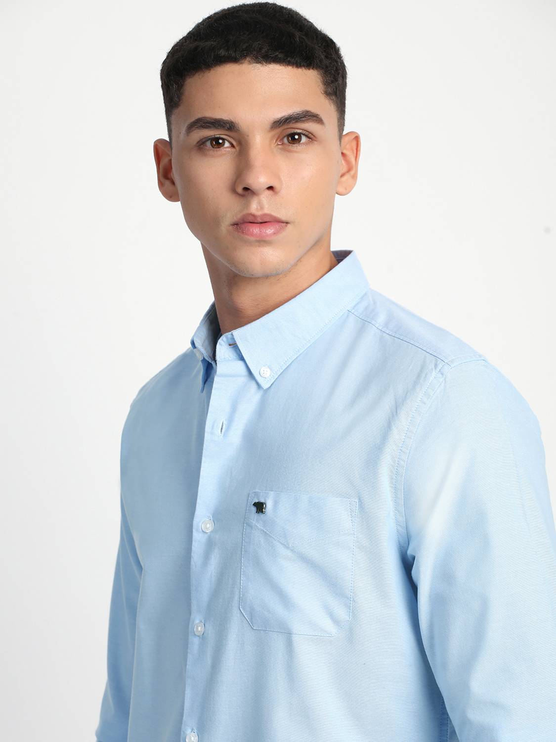 THE BEAR HOUSE Men Solid Casual Blue Shirt