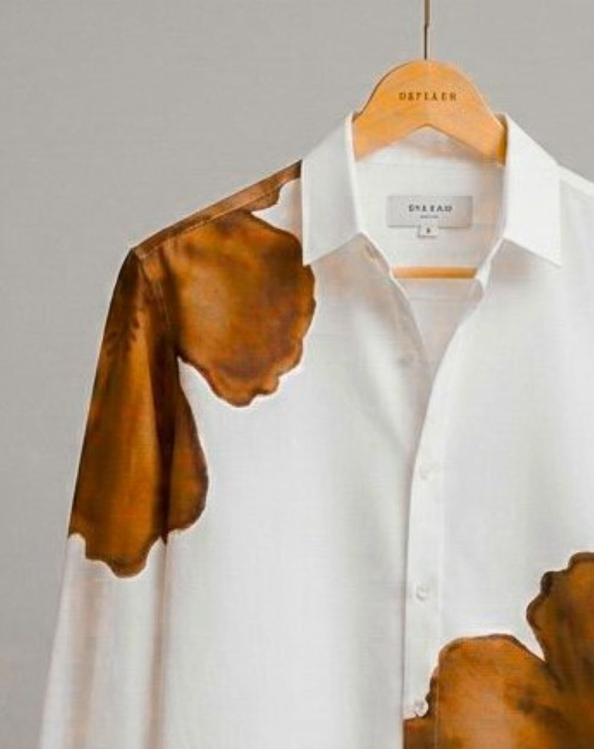 Image of SECARO Men Printed, Self Design Casual White, Brown Shirt