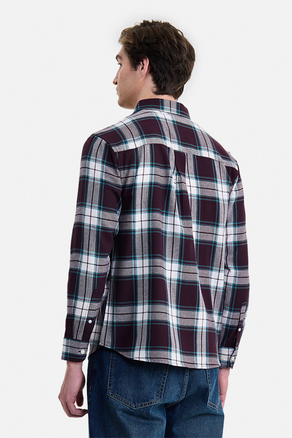 Image of Snitch Men Checkered Casual Maroon Shirt