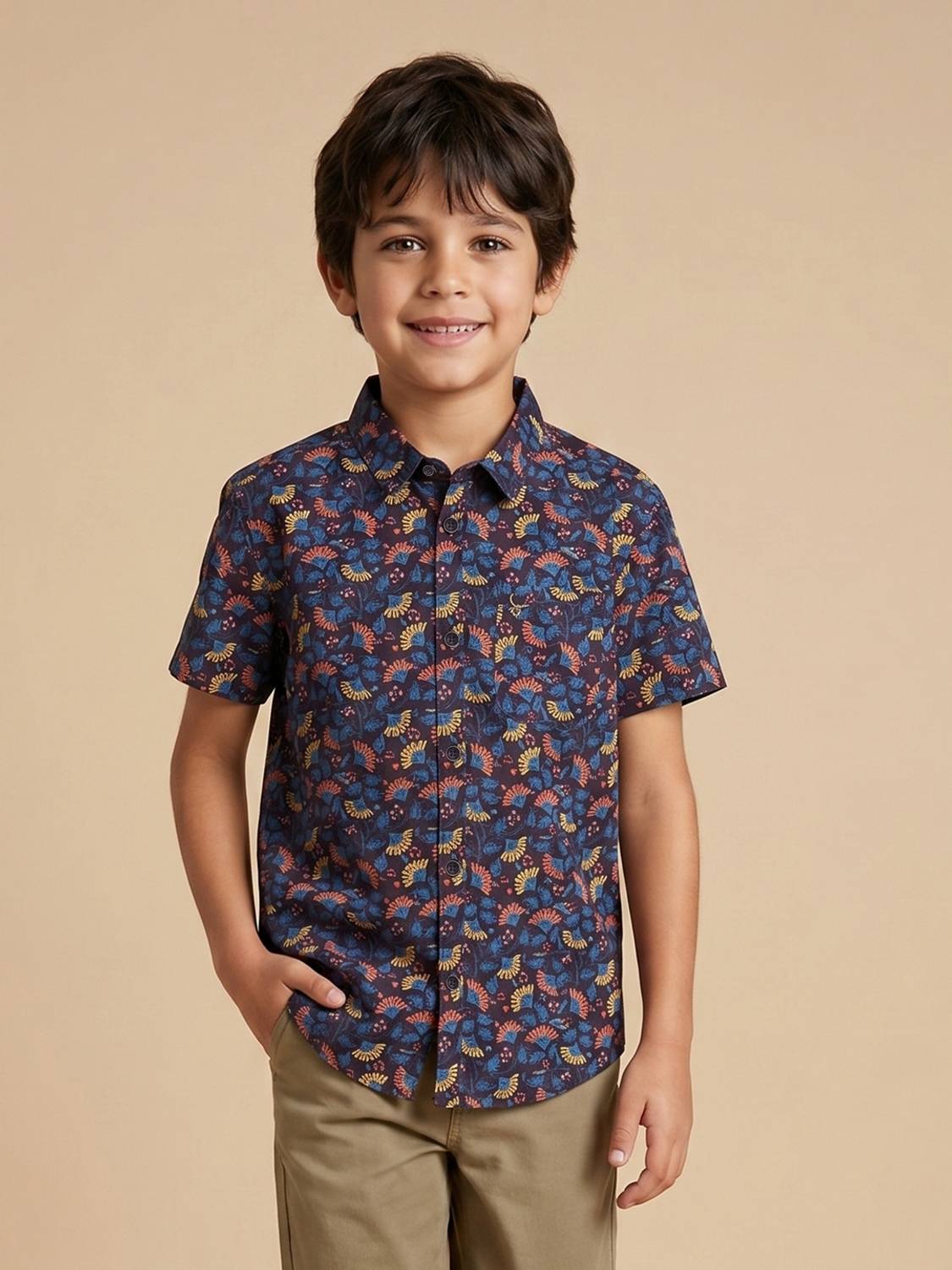 Allen Solly Boys Printed Casual Multicolor Shirt