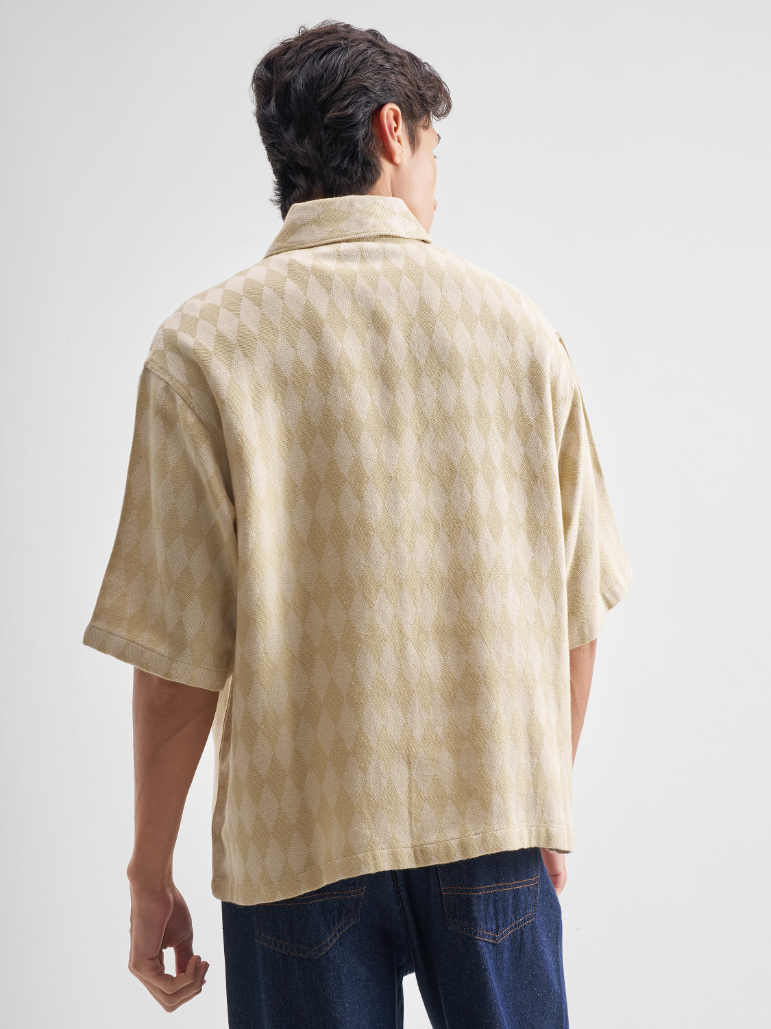 Image of HIGHLANDER Men Self Design Casual Beige Shirt