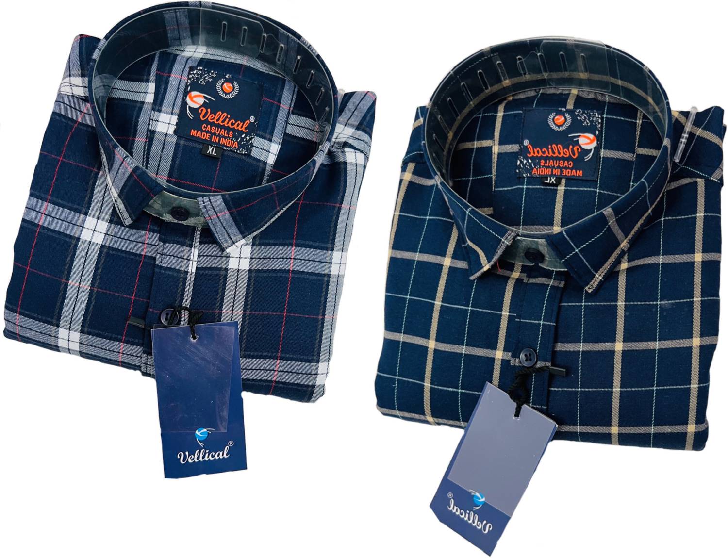 Vellical Men Slim Fit Checkered Spread Collar Casual Shirt (Pack