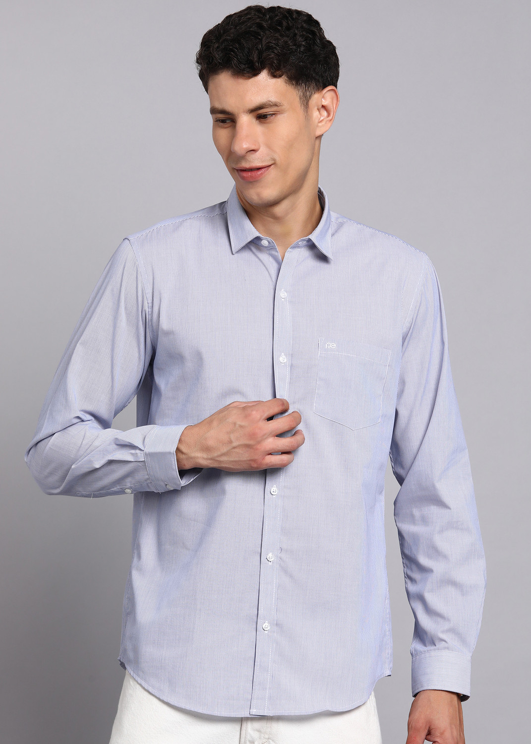 Image of PETER ENGLAND Men Striped Casual Blue Shirt