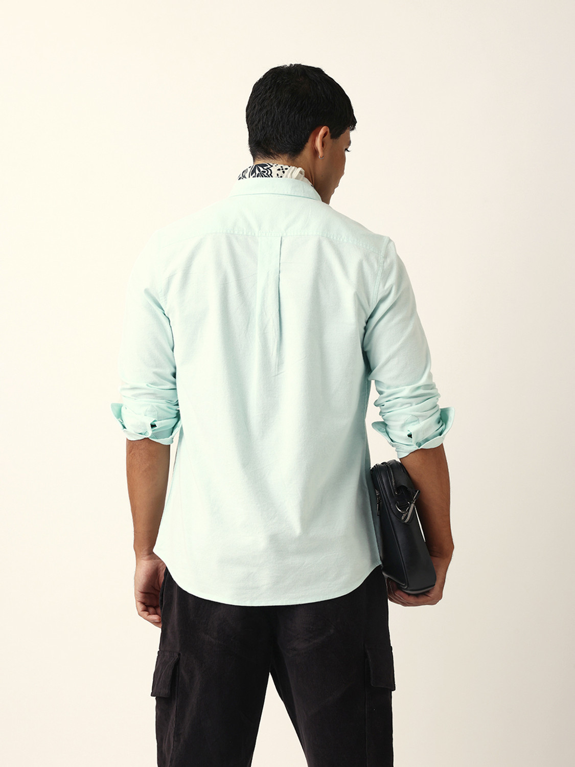 Image of THE BEAR HOUSE Men Solid Casual Light Green Shirt