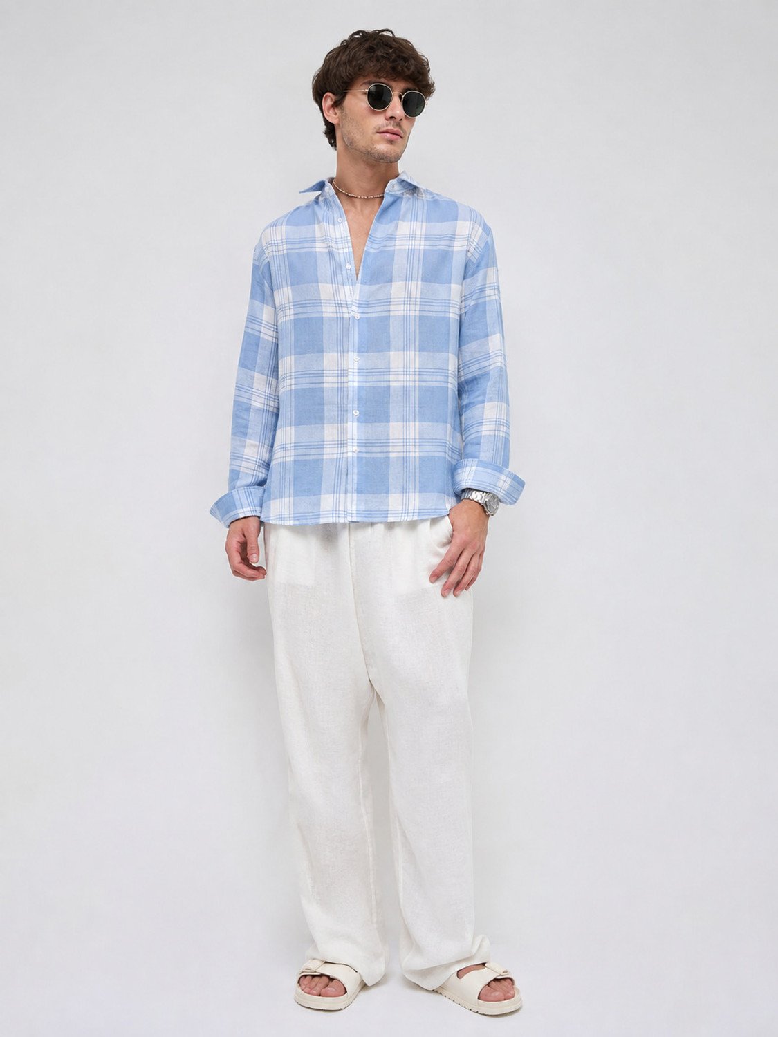Image of SHIRTZONE Men Regular Fit Checkered Spread Collar Casual Shirt