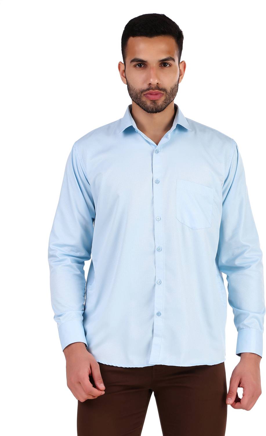 BALESHWAR Men Solid Casual Light Blue Shirt