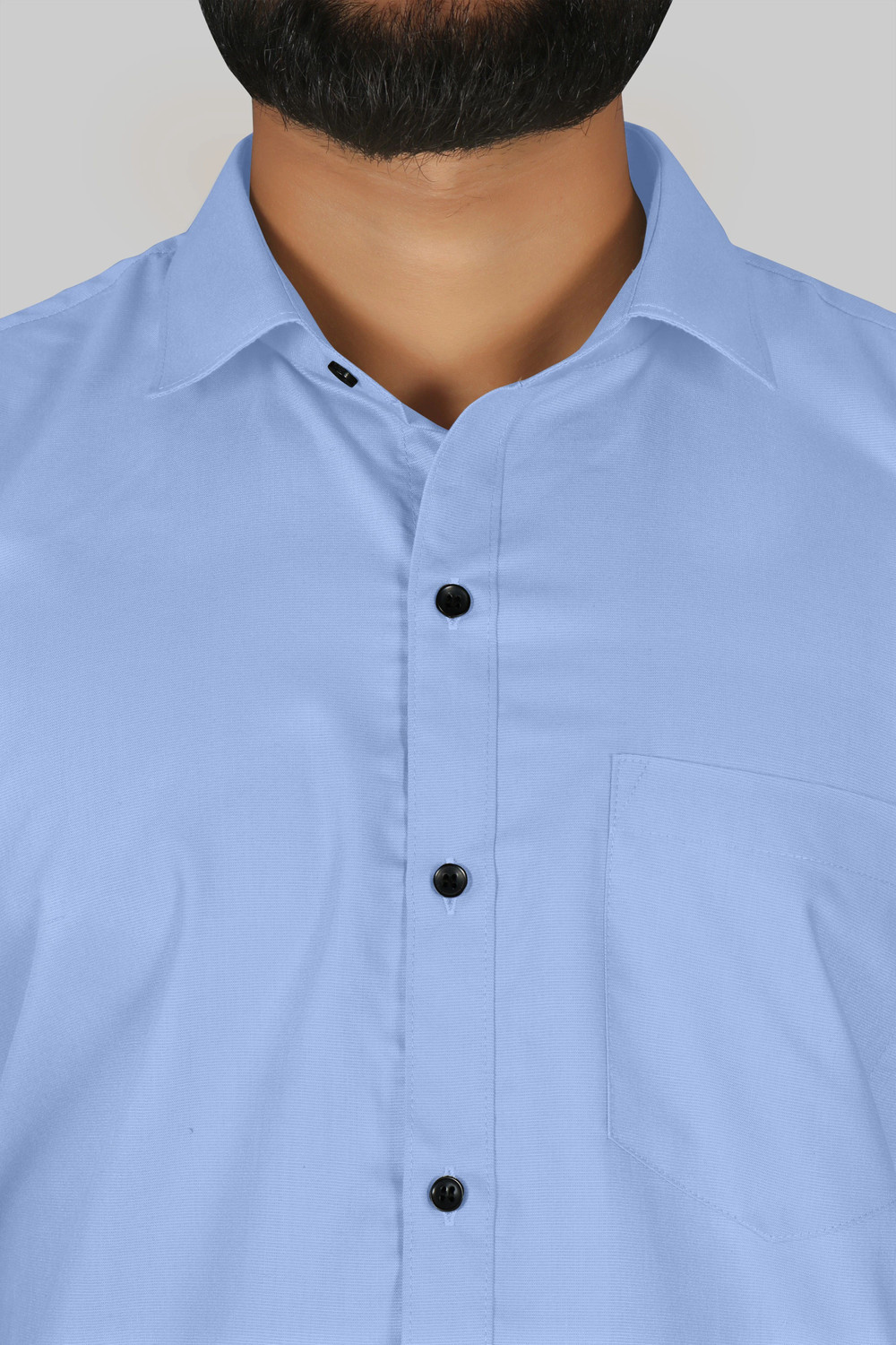 Image of FIBERMILL Men Solid Formal Light Blue Shirt