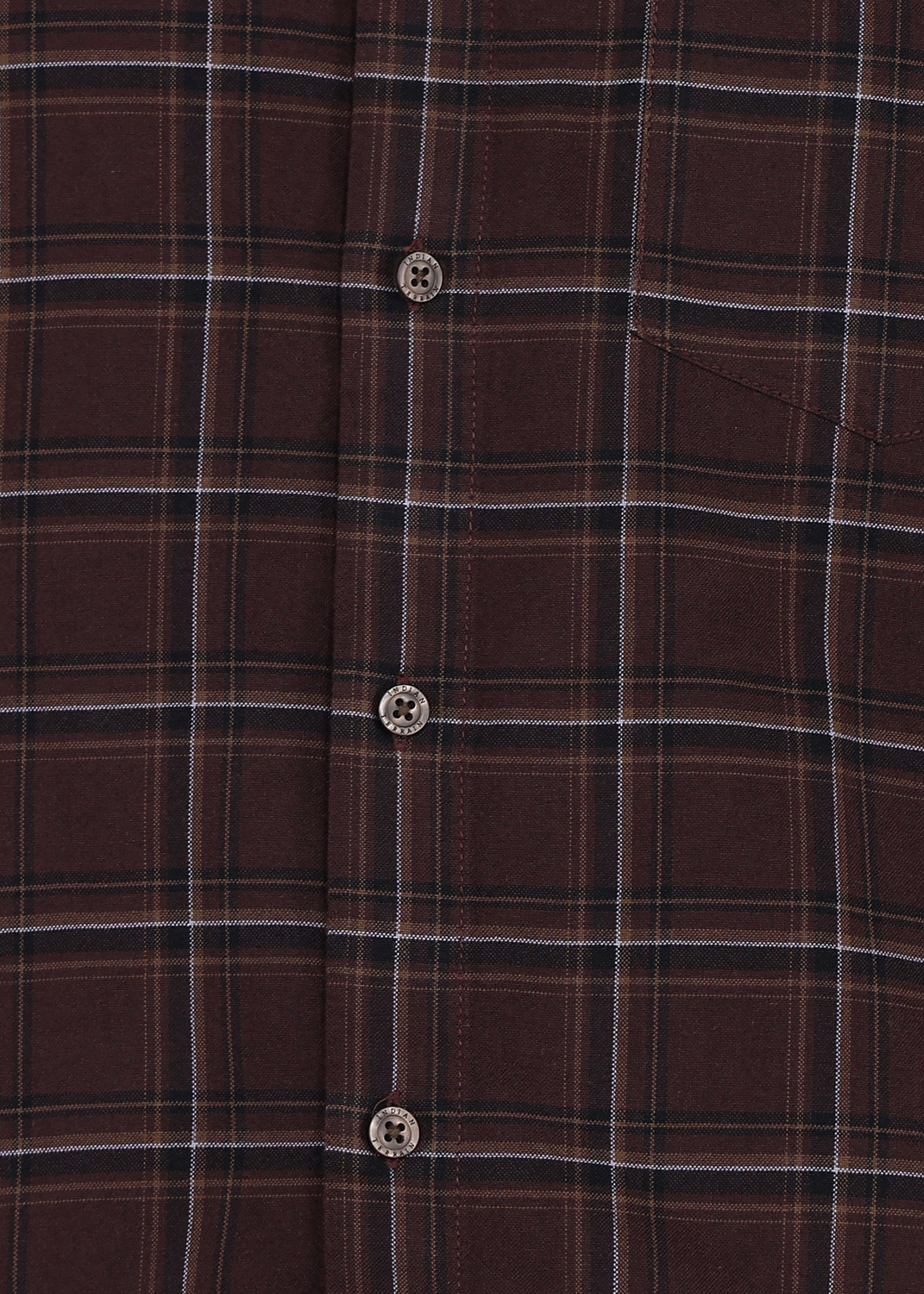 Image of INDIAN TERRAIN Men Checkered Casual Brown Shirt