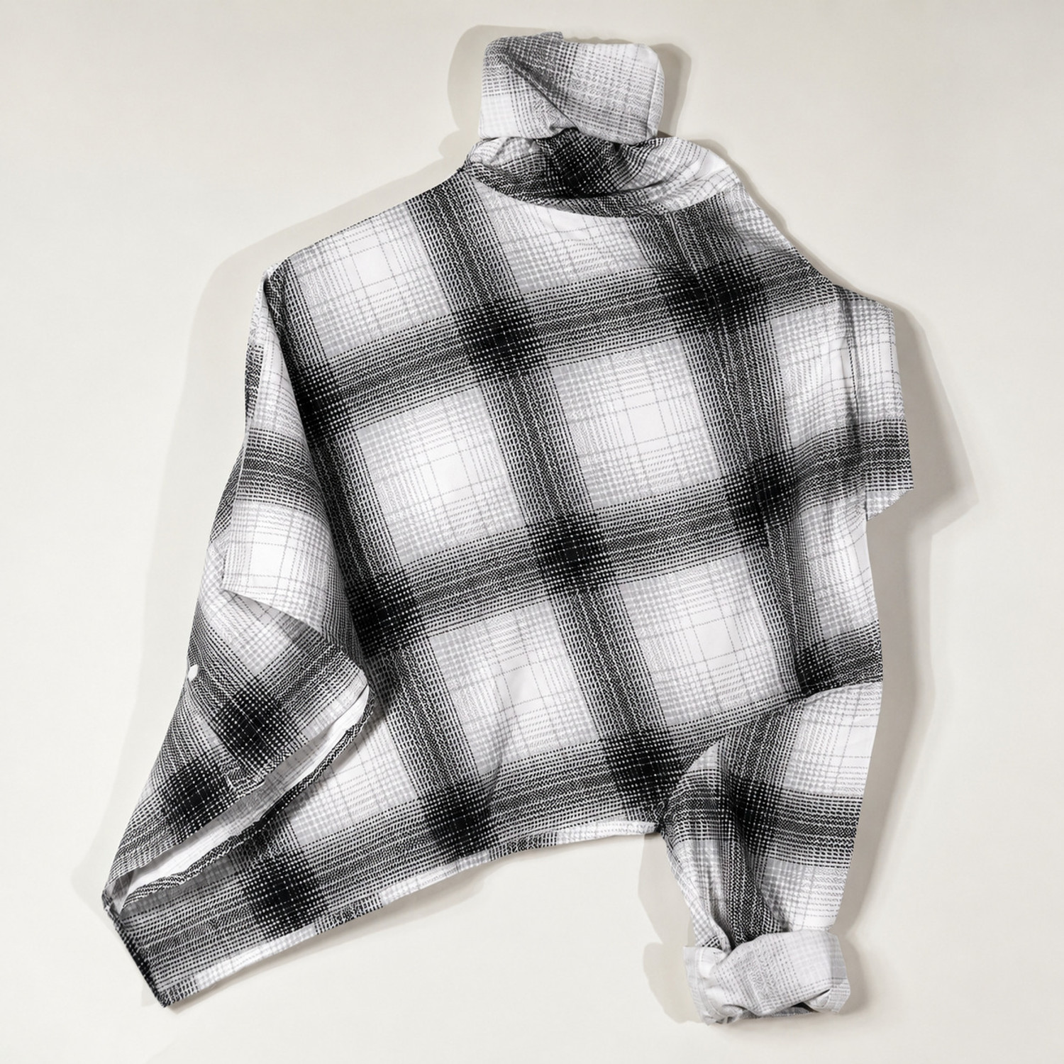Image of N AND J Men Checkered Casual Black, White Shirt