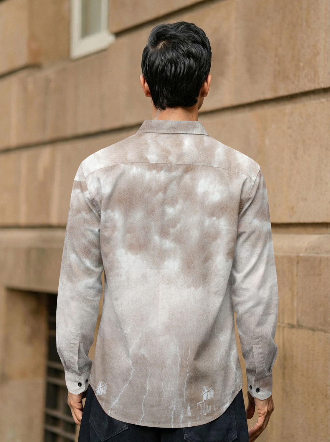 Image of FABDECK Men Washed Casual Brown Shirt