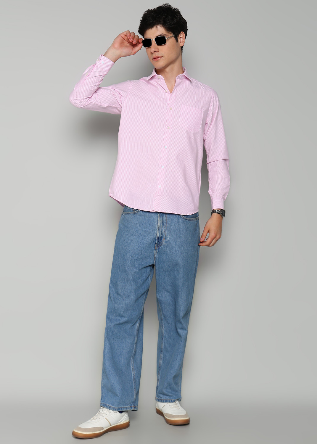 Image of INTEGRITI Men Striped Casual Pink Shirt