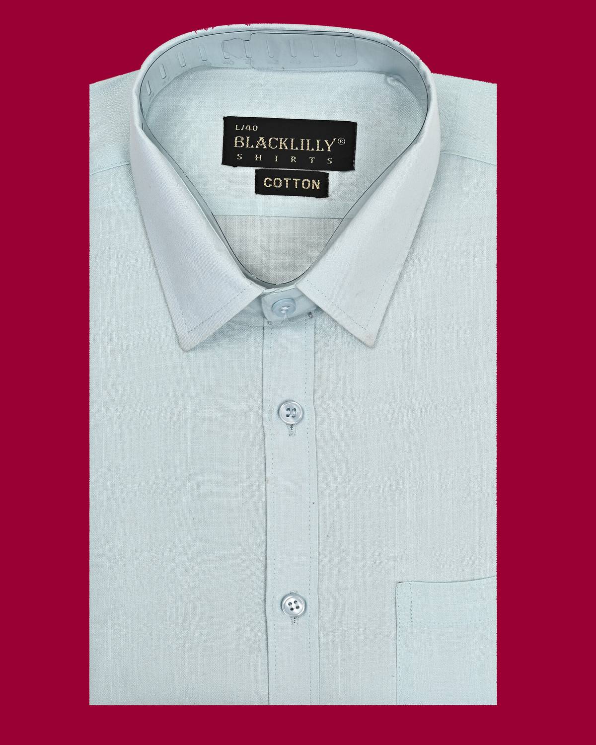 BlackLilly Men Solid Formal Light Blue Shirt