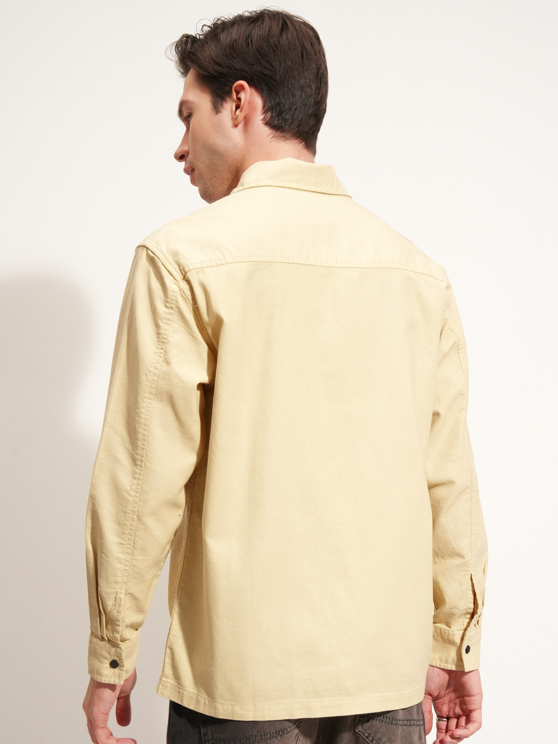 Image of HIGHLANDER Men Self Design Casual Beige Shirt