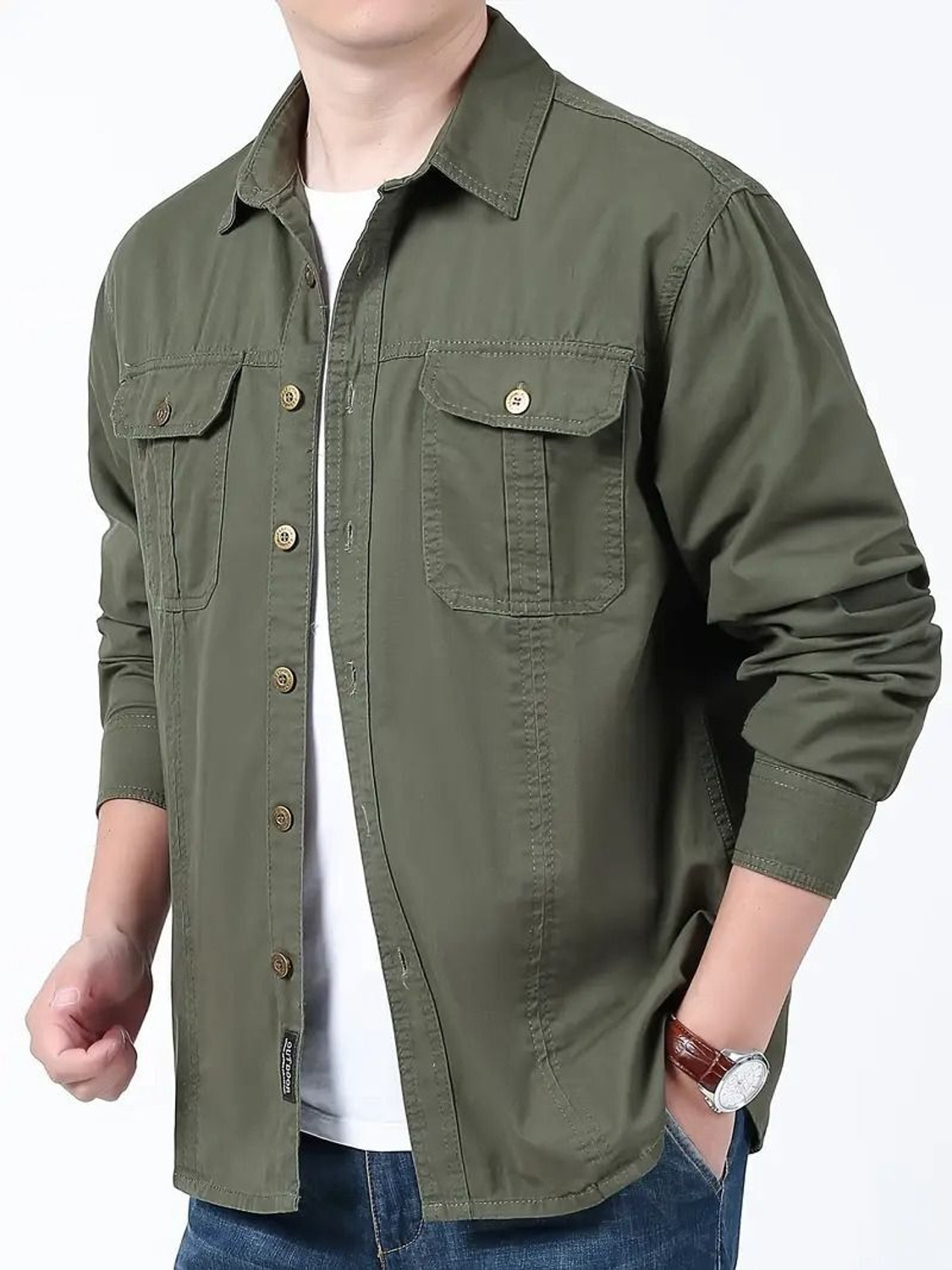 Image of sti Men Solid Casual Green Shirt