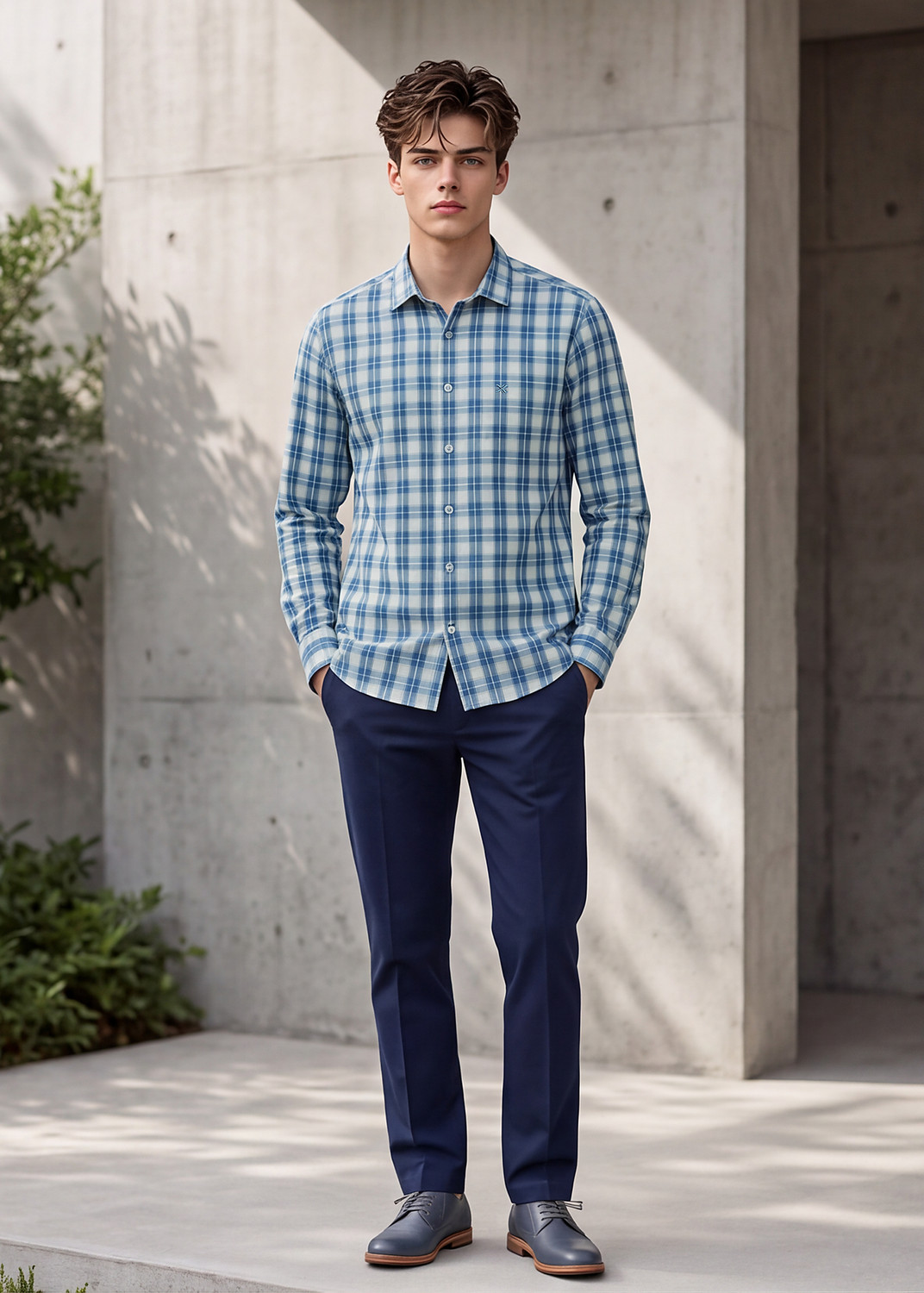 Image of KILLER Men Slim Fit Checkered Formal Shirt