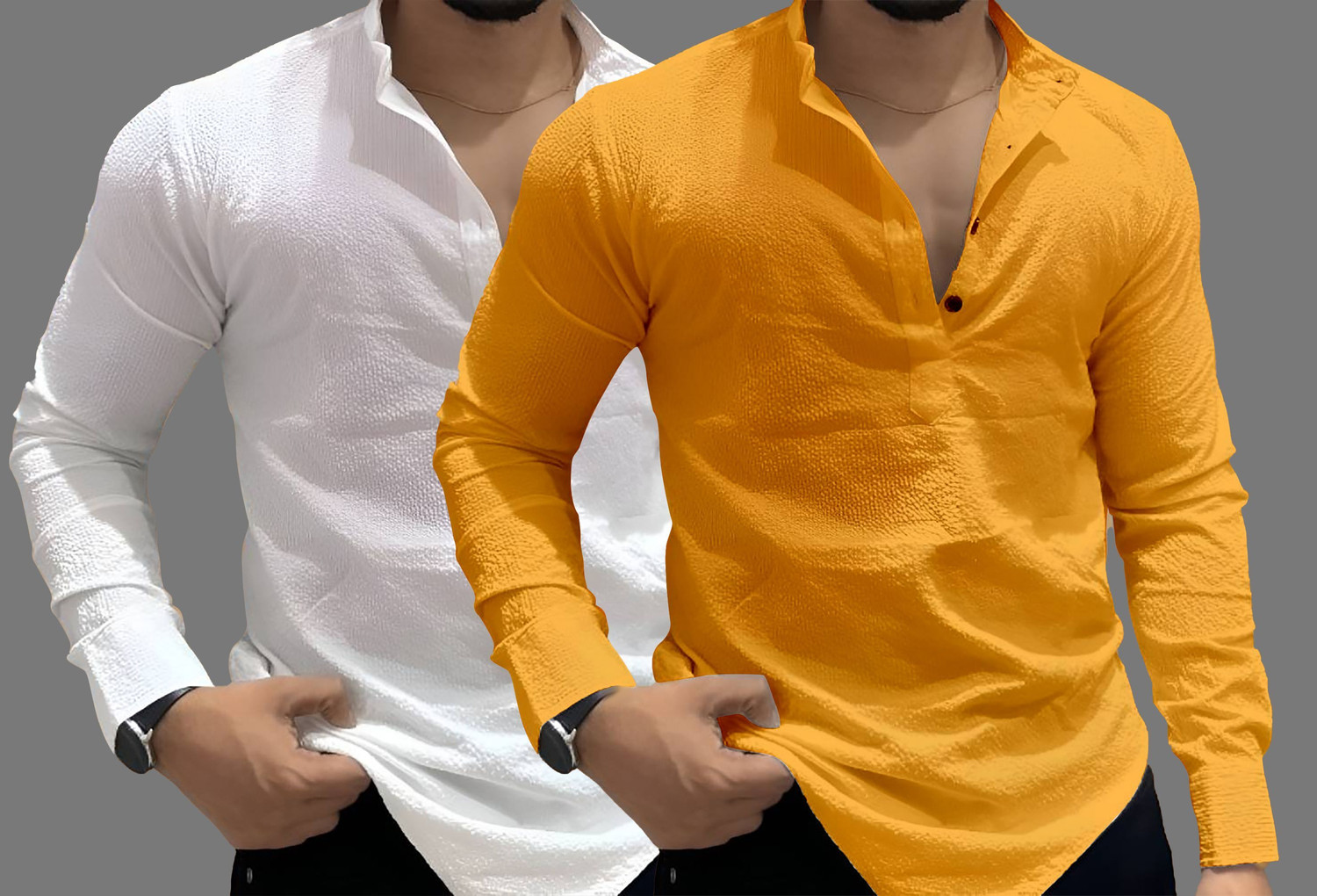 Image of COMBRAIDED Men Self Design Casual White, Black Shirt