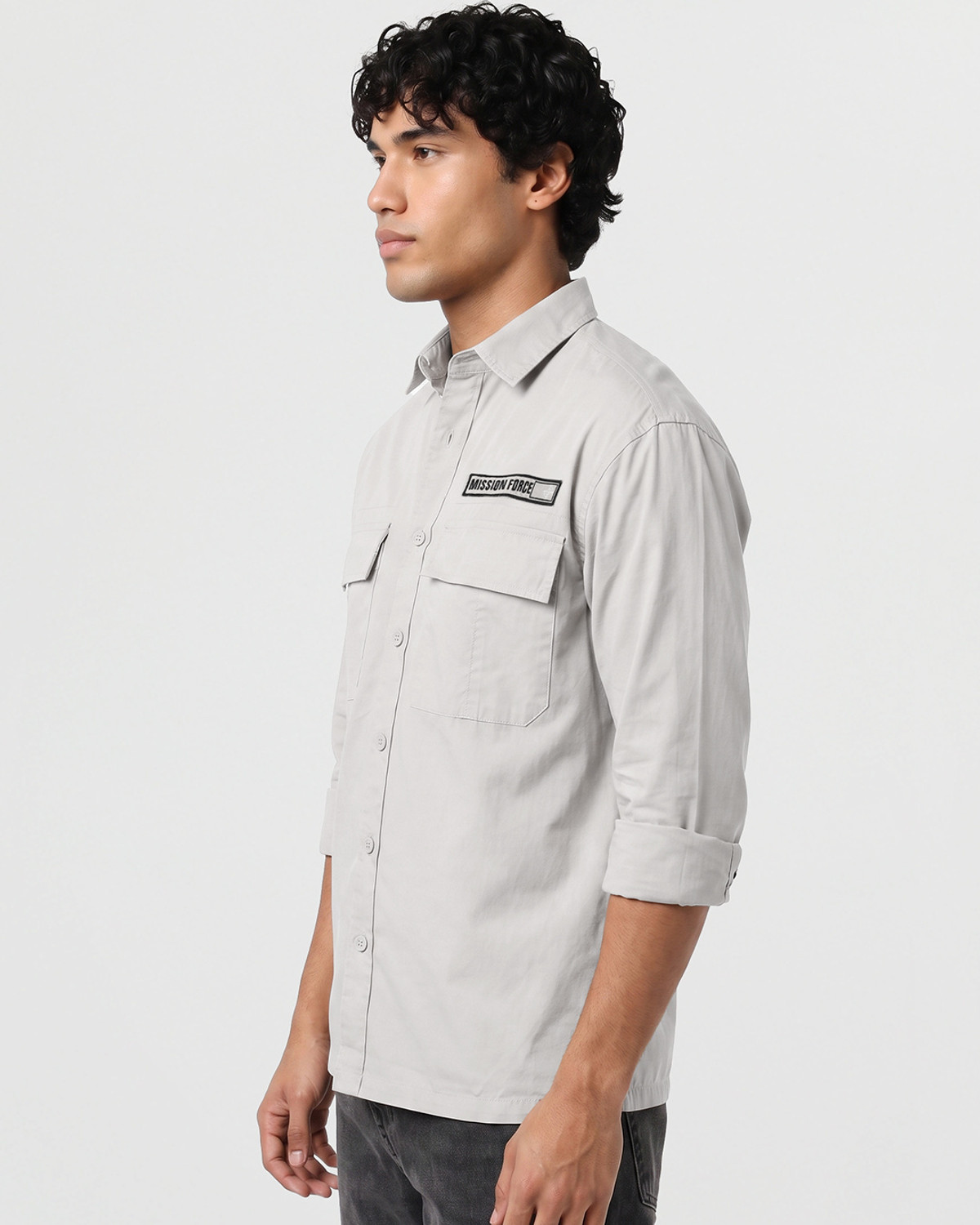 Image of BEWAKOOF Oversized Men Relaxed Fit Solid Spread Collar Casual Shirt