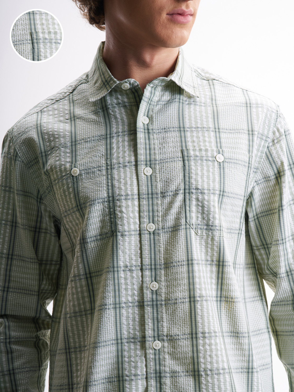 Image of HIGHLANDER Men Checkered Casual Green Shirt