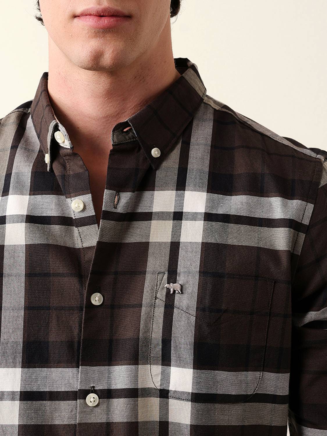 THE BEAR HOUSE Men Checkered Brown Shirt - Image 5