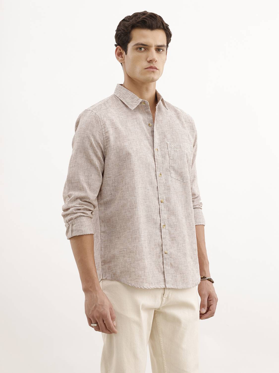WROGN Men Checkered Casual Brown Shirt - Image 4