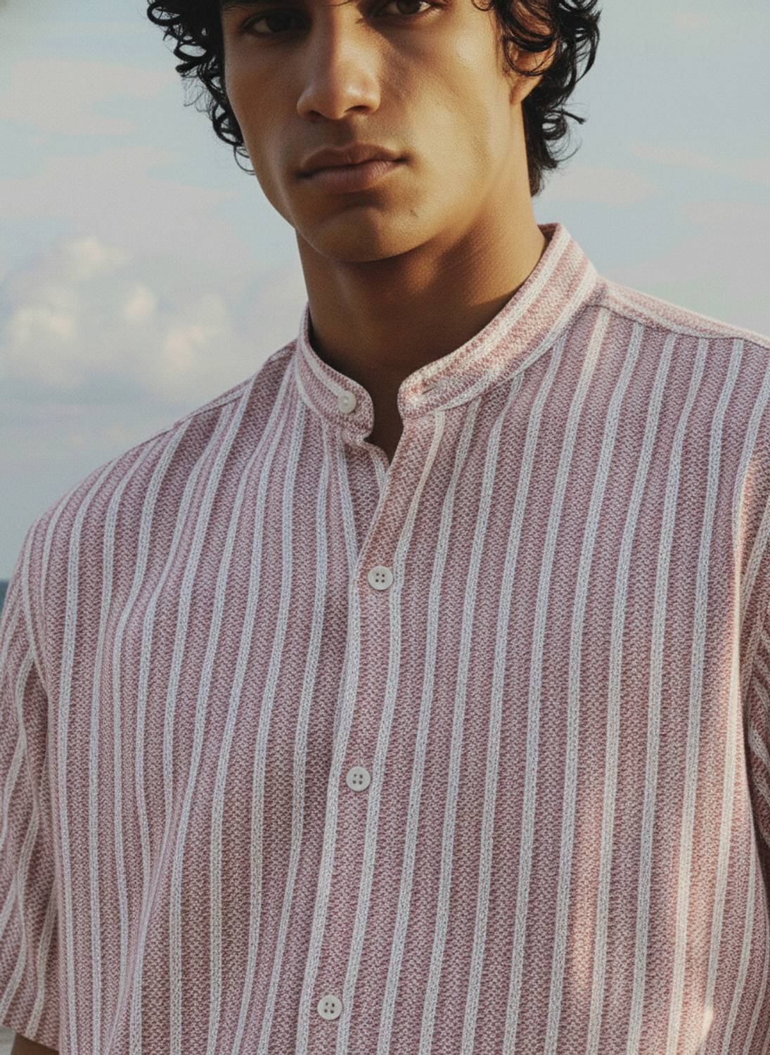 R.Code Men Striped Casual Pink Shirt - Image 4