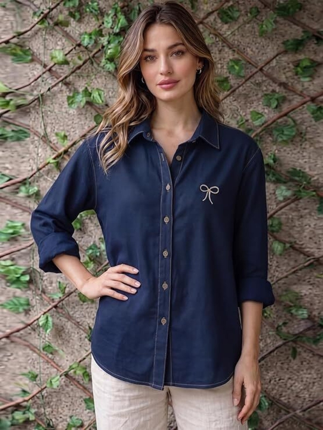 Image of BUCCLY Women Regular Fit Solid Spread Collar Casual Shirt