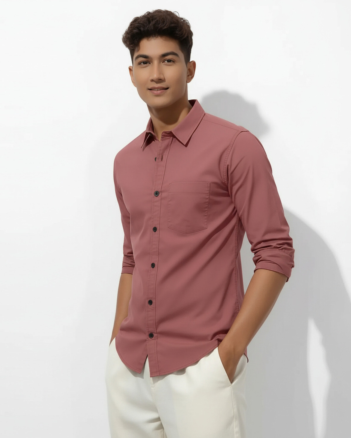 Image of METRONAUT Men Solid Formal Pink Shirt