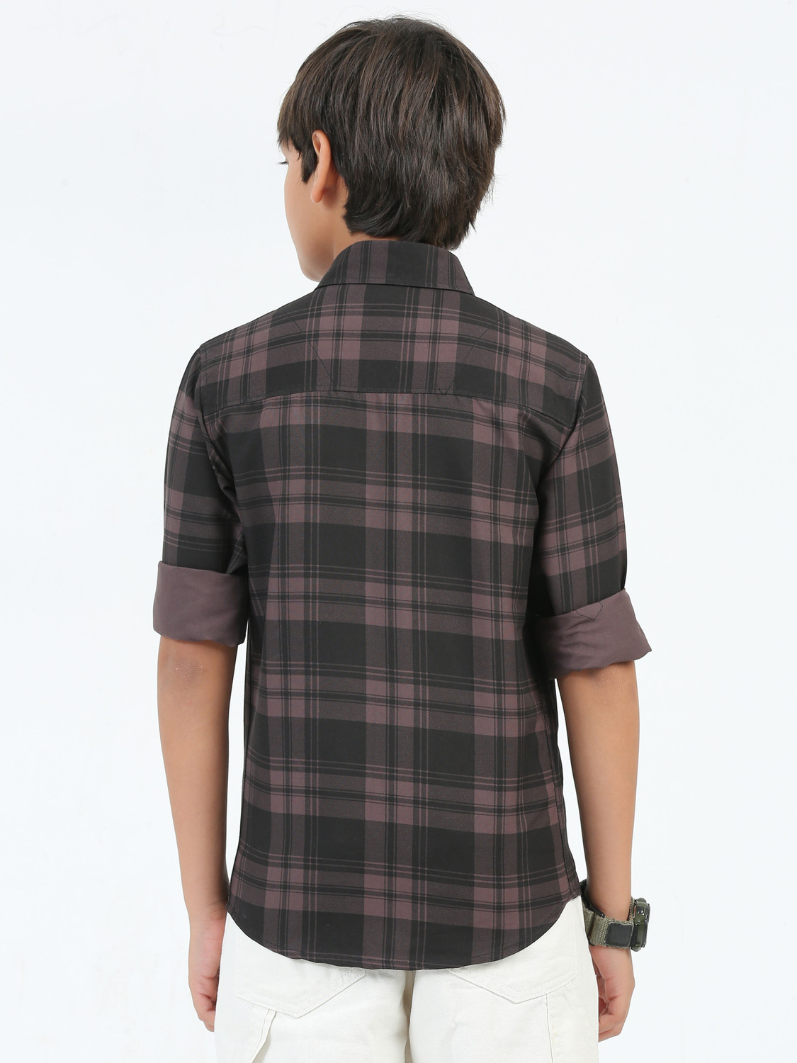 Image of ROCKET SCIENCE Boys Checkered Casual Brown, Black Shirt