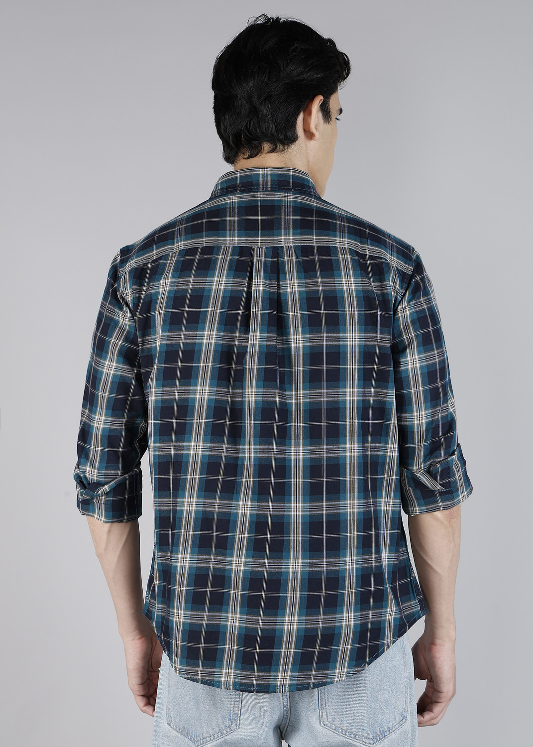 Image of LEVI'S Men Checkered Casual Dark Blue Shirt