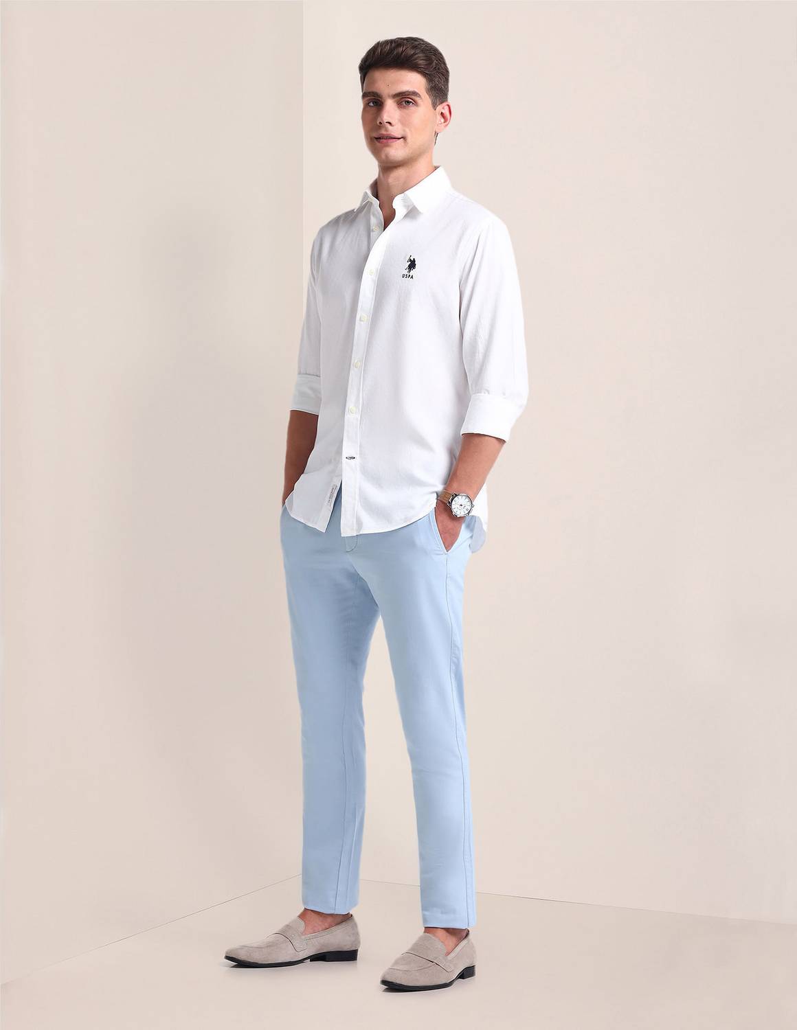 U.S. POLO ASSN. Men White Casual Shirt - Image 3