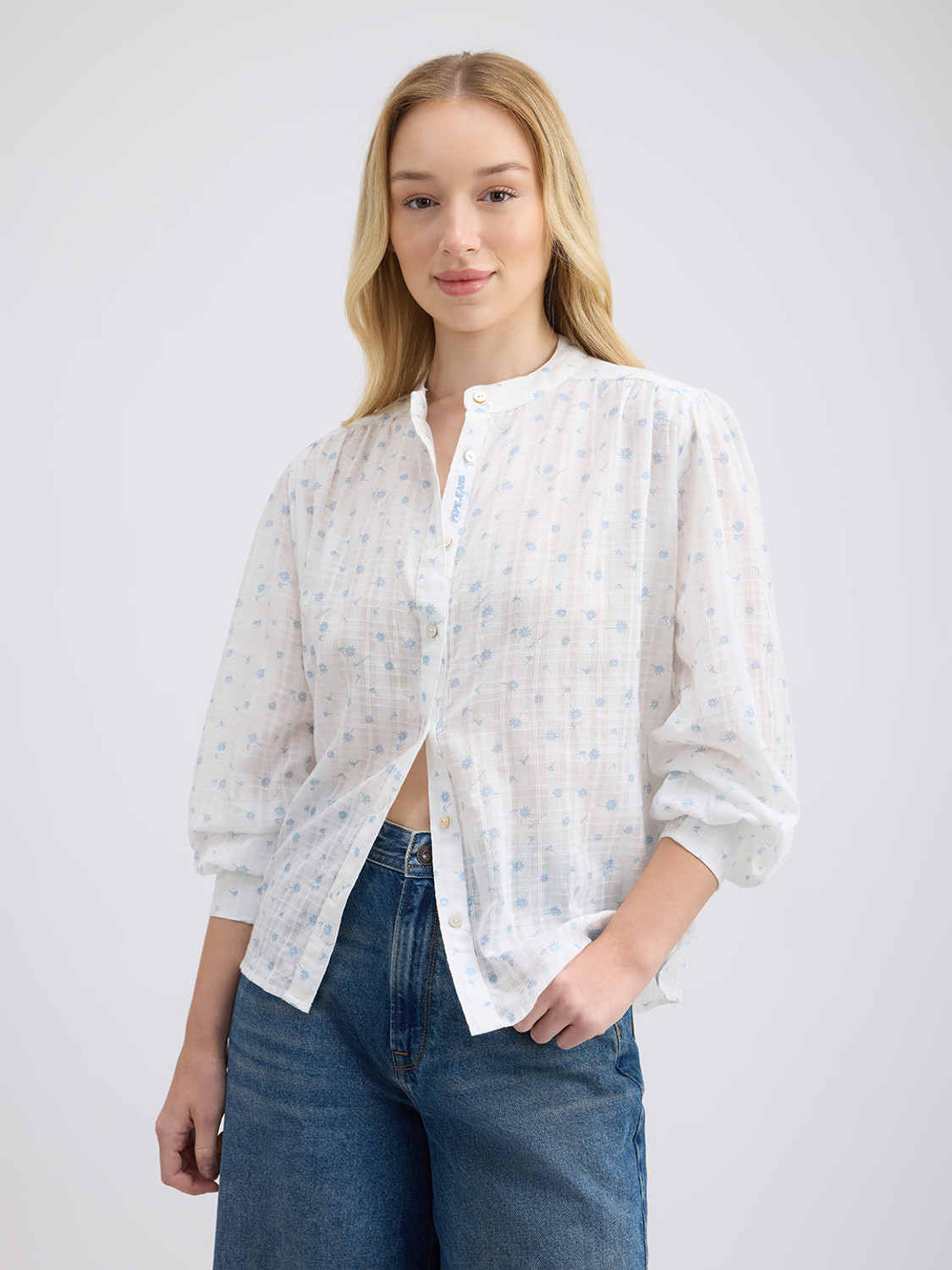 Image of Pepe Jeans Women Floral Print Casual White Shirt