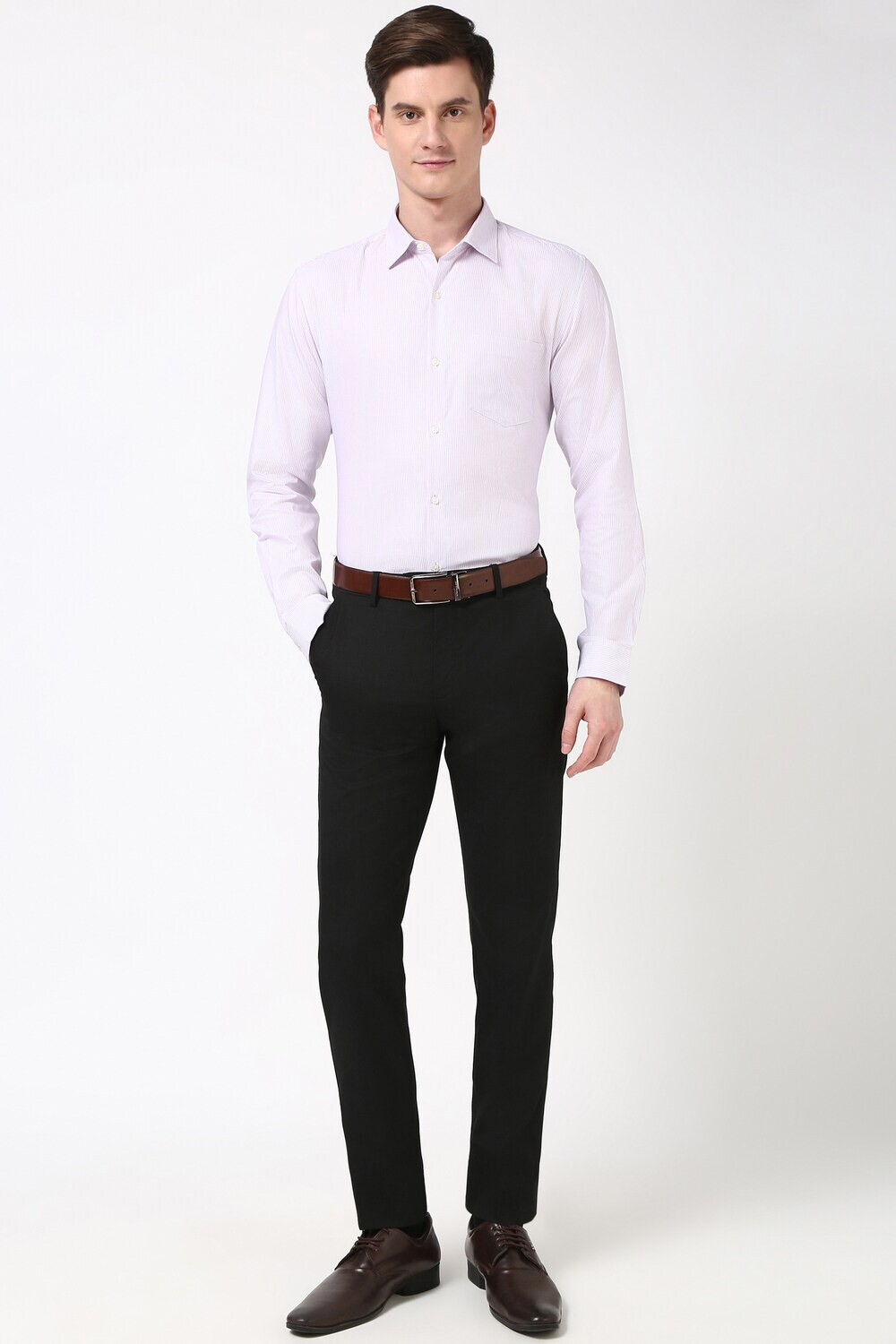 Image of PETER ENGLAND Men Striped Formal Pink Shirt