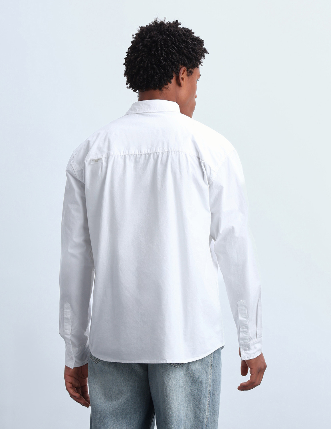 Image of FLYING MACHINE Men Solid Casual White Shirt