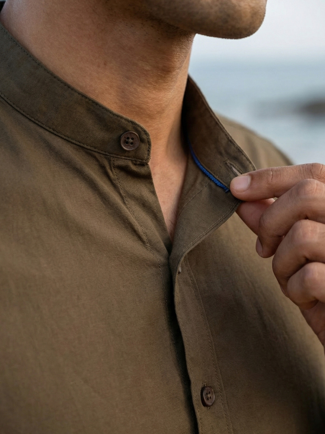 Image of Dennis Lingo Men Solid Casual Brown Shirt