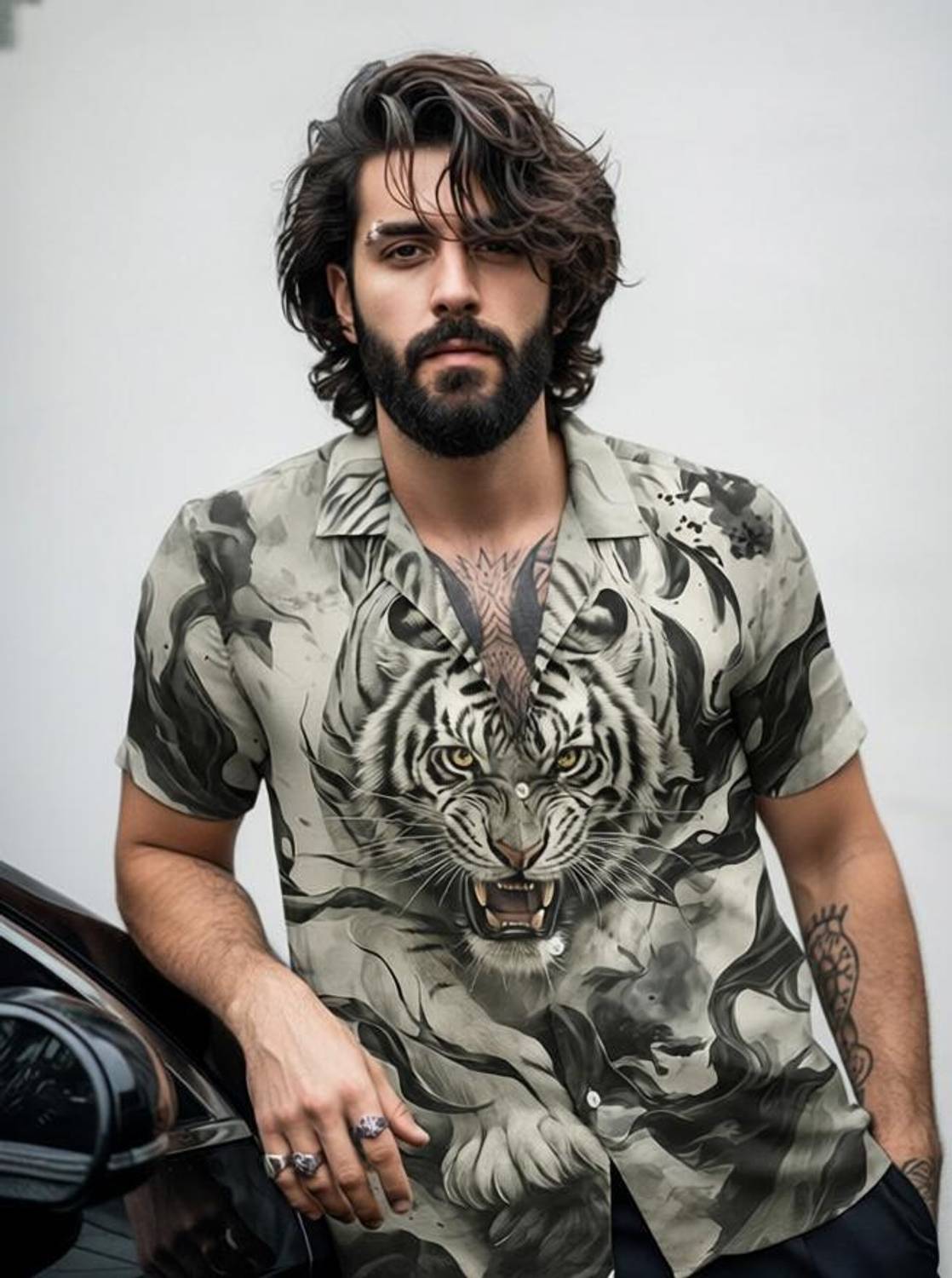 bollydolldesigner Men Graphic Print Casual Beige, Multicolor Shirt