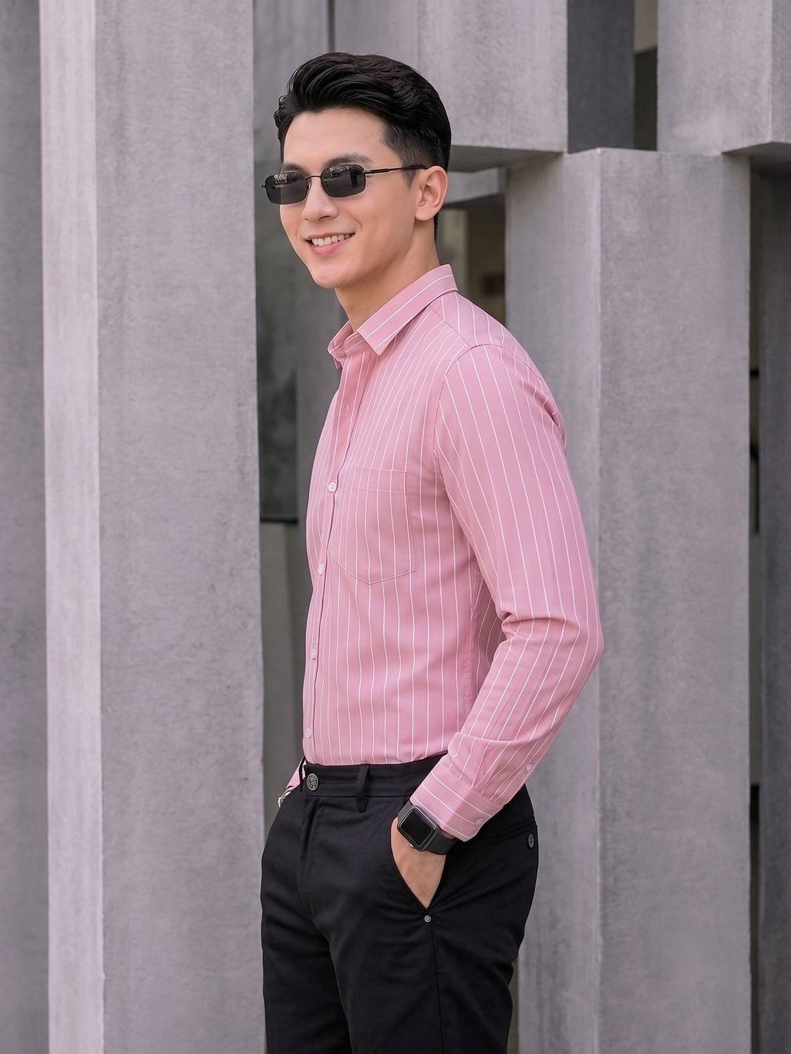 MILDIN Men Striped Grey Shirt - Image 4