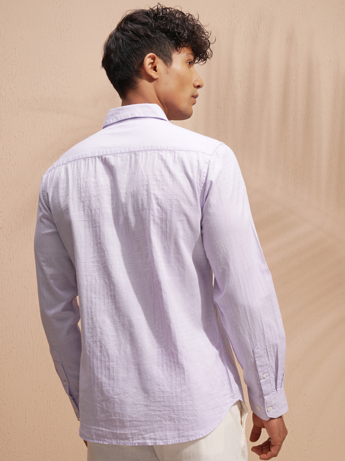 Image of HIGHLANDER Men Self Design Casual Purple Shirt