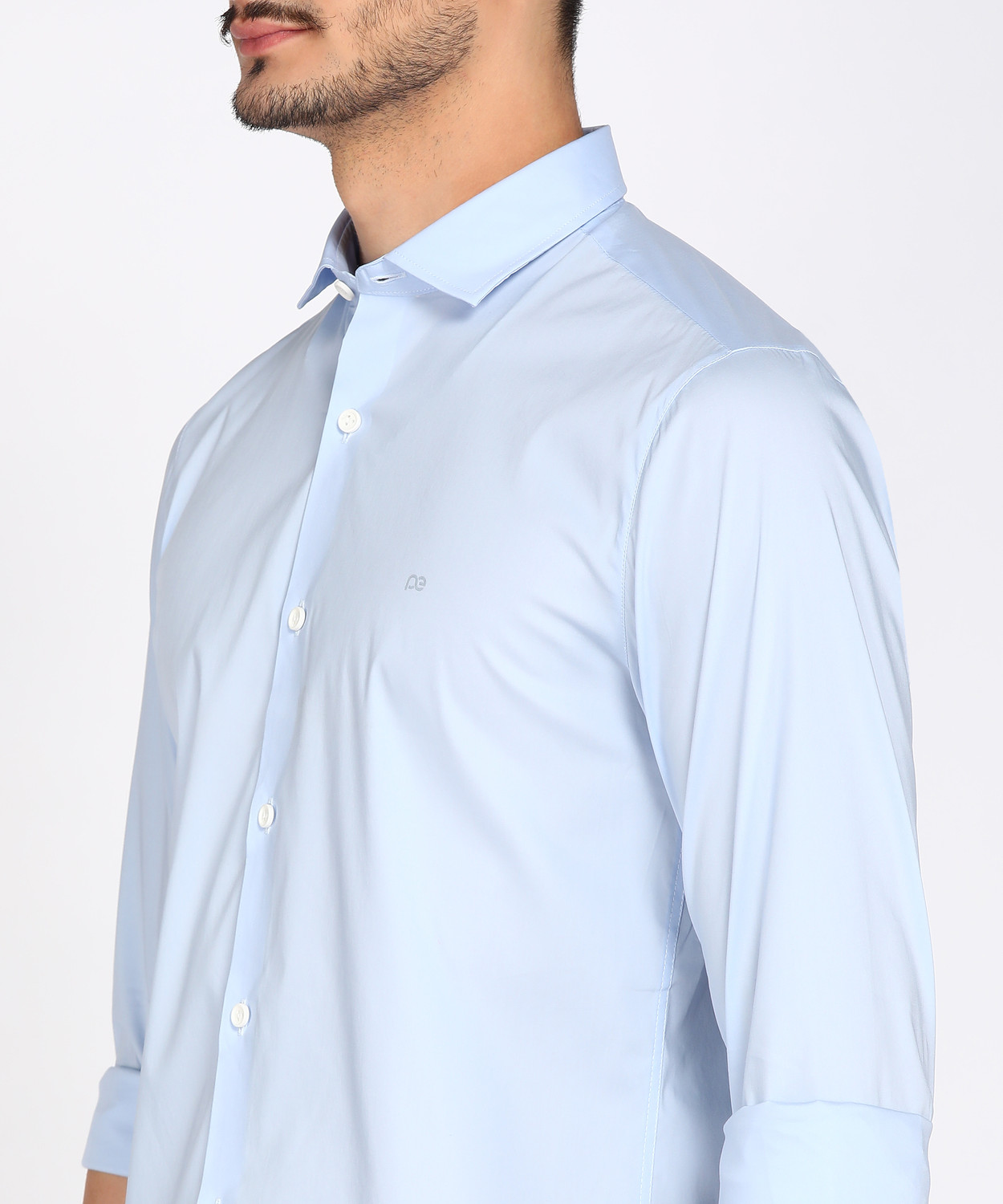 Image of PETER ENGLAND Men Solid Casual Light Blue Shirt